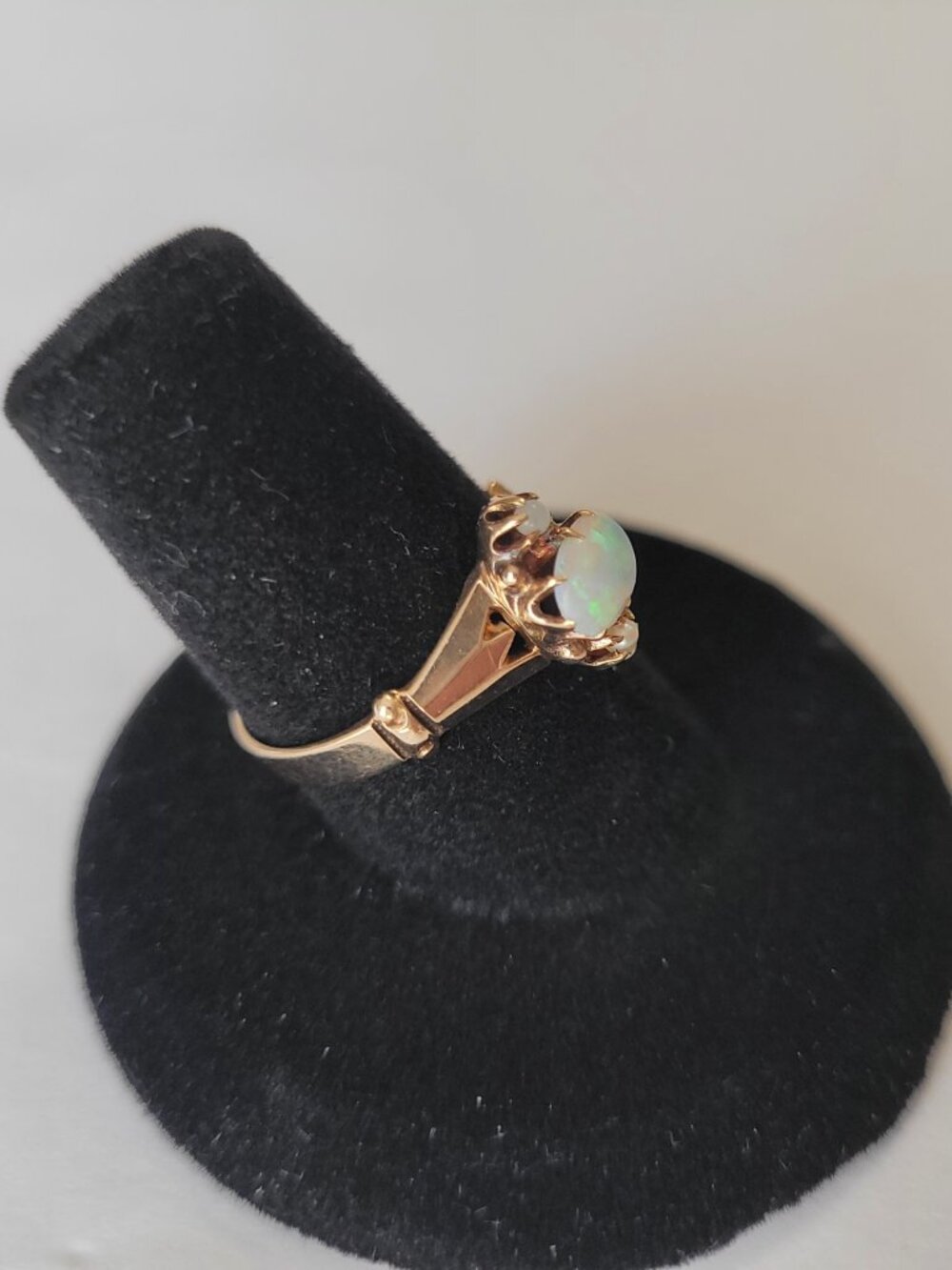 Opal Gold Antique Ring Seed Pearls Victorian October Birthstone 10k - Picture 10 of 16